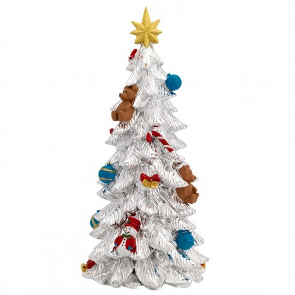 Albero di Natale argento e smalto con carillon H27 Bagutta