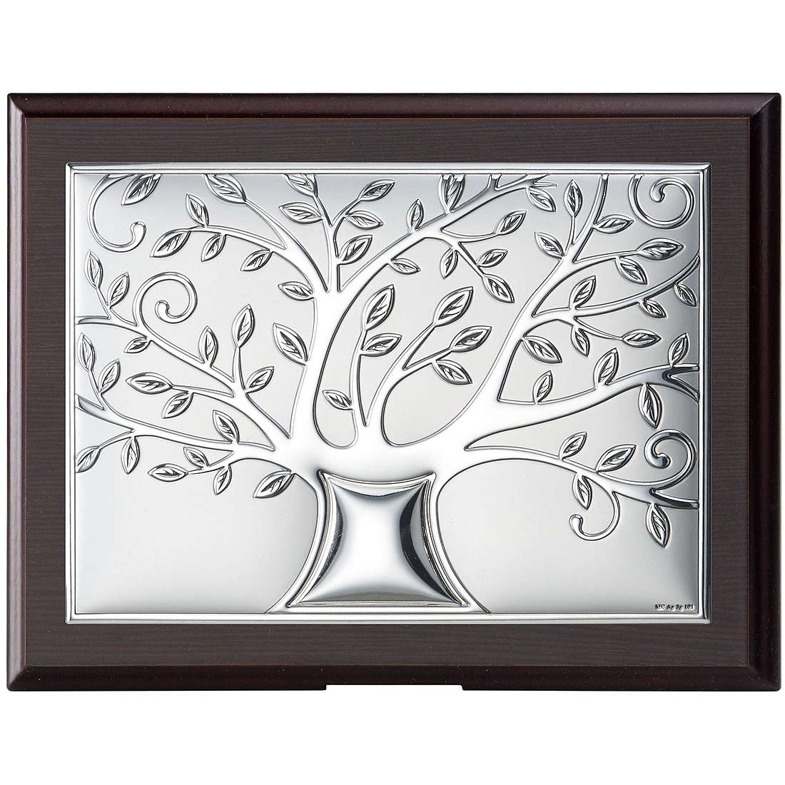 Cornice Albero della Vita 15x20 cm , legno di radica e argento puro