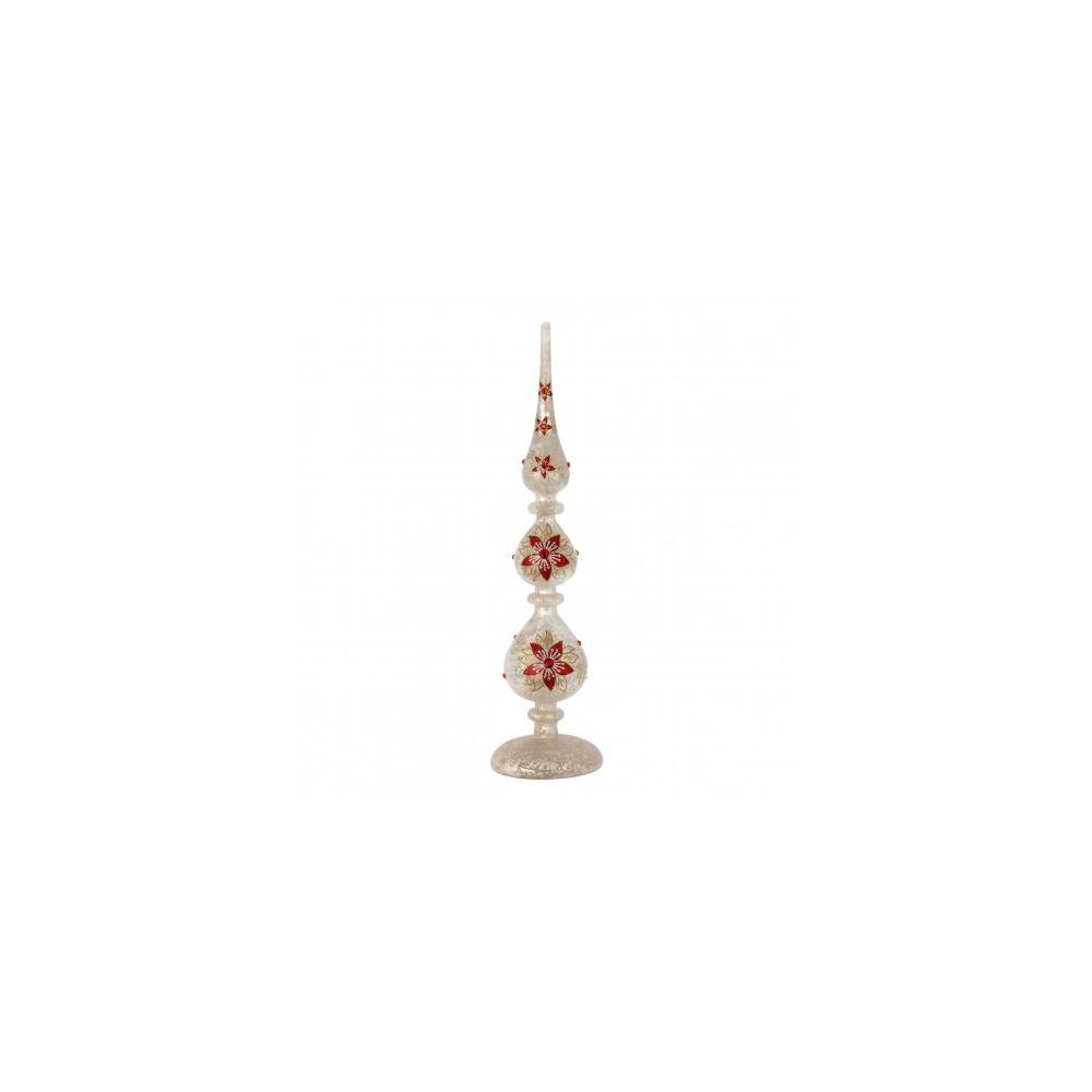 Puntale per albero di Natale con stelle e fiori rosso e oro