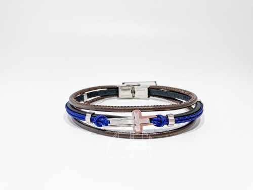 Bracciale in Similpelle e Cordino Azzurro ABR579 Boccadamo