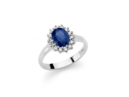 Anello Zaffiro Blu e Diamanti Oro 750 LID3284