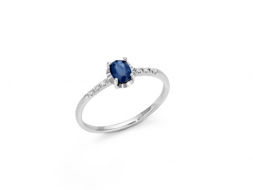 Anello Zaffiro Blu e Diamanti LID3360