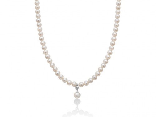 Collana di perle con pendente di perla e diamanti PCL5527V
