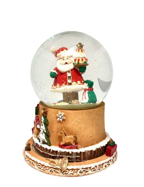 Sfera Boule Vetro e Neve Con Babbo Natale e Treno Led 683829