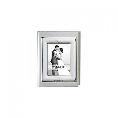 Album 25° di matrimonio con cornice in pelle color argento. 53526 Valenti.