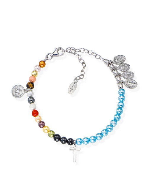 Bracciale perle Swarovski agata multicolor BRVIMA Amen