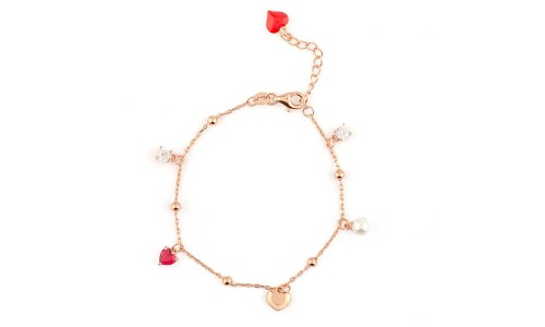 Bracciale Cuoricini Perle Pendenti 24836692 Cuori Milano