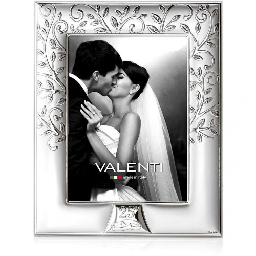 Cornice 25° Matrimonio in Argento 925 laminato con retro legno 656/4L Valenti