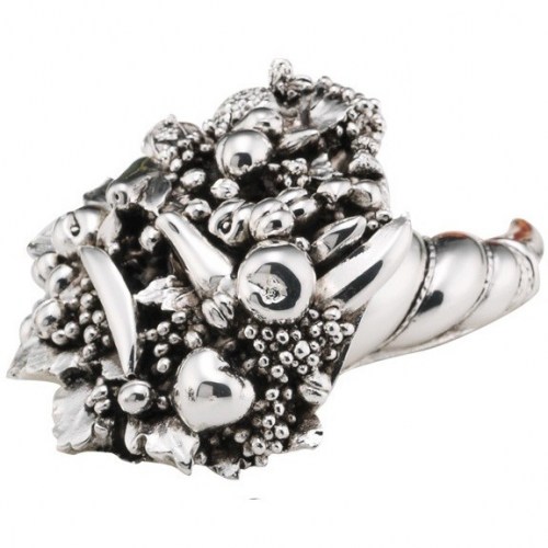 Cornucopia Valenti Argenti codice R17868, elegante oggetto decorativo portafortuna simbolo di abbondanza, benessere e prosperità, ideale come regalo o bomboniera per occasioni speciali.