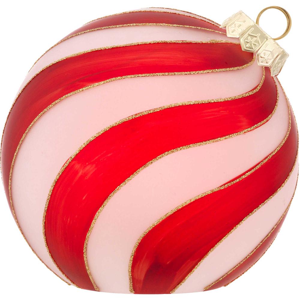 Sfera natalizia Bagutta rossa e bianca con decorazioni glitterate dorate